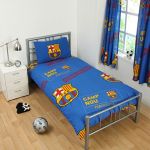 FC Barcelona Patch Single Duvet Cover and Pillowcase Set + Football Colour Changing Light