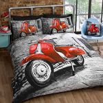 Retro Scooter Single Duvet Cover and Pillowcase Set
