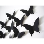 Come 2 Buy - Pack of 20/40/100pcs Approx. 3D Cardboard Paper Butterfly Matt Effect Wall Decoration Stickers Art Crafts Decal Butterflies Home DIY Improvement Decor Mural Complete With Double-Sided Adhesive Tape - Black - 40pcs
