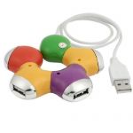 Multicolor Flower Shape Wired USB 2.0 4 Ports Hub for PC Laptop Computer