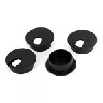4 Pcs 35mm Black Plastic Computer Desk Table Grommet Cable Hole Cover