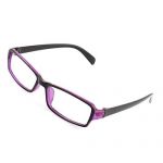Women Plastic Frame Rectangle Clear Lens Eyewear Plain Glasses Purple Black
