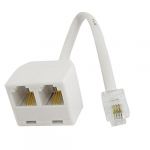 rj11 6p4c 1 male to 2 female splitter cable telephone adapter - white