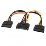 Serial ata sata 15 pin male to dual female m/f y splitter power cable