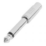 3.5mm Femlae to Male 6.5mm Silver Tone Audio Connector Adapter for Speaker
