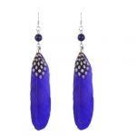 Navy Blue Faux Feather Pendant Fish Hook Type Earrings for Women Navy Blue Faux Feather Pendant Fish Hook Type Earrings for Women