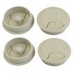 Plastic gray grommet cable hole cover 50mm dia 4pcs for computer table
