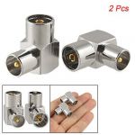  DVB-T TV PAL Female to Male Right Angle RF Adapter Connector 2 Pieces