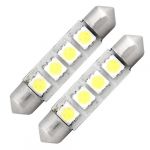  2 white 4 smd led festoon interior dome bulb light 42mm