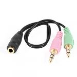  3.5mm female to stereo dual male y splitter microphone speaker cable