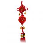 Oriental Ball Chinese Knot Tassel Ornament with Bells