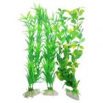  3 Pcs Aquarium Fish Tank Yellow Green Plastic Artificial Plants 13.8 Height