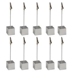   Pack of 10 Place Card Holder - Wedding Name Table Setting Marker - Shop Display Price Tag - Silver