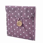 Woman Cotton Blends Dotted Sanitary Napkin Holder Bag Pouch White Light Purple
