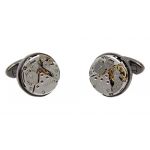 Round Black Mechanical Watch Cufflinks French Cuff Links Business Men without Movement