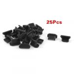  25 Pcs Anti Dust Black Soft Plastic Dock Cover Micro USB Port Ear Jack