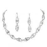  Ladies Rhinestone Twisted Necklace Earring Jewelry Set for Wedding/Engagement/Prom