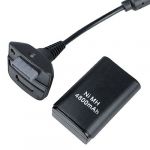  4800mAh rechargeable battery + charger cable BLACK For Xbox 360 Wireless Controller