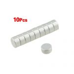  Silver Tone 4mm x 2mm Rare Earth Neodymium Strong Magnet 10 Pcs