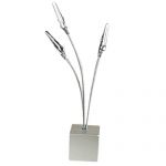 3 Clips Cube Base Wire Memo Holder Paper Note Clip - Silver Grey