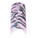  70 Pcs Colorful Sparkling False Nail Tips Glitter Colors Wide Acrylic Nail Art Tips(Pink With Black)