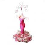  mini gown european model earring necklace jewelry stand display holder -rose red