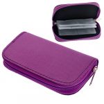  Portable 22 Slots SD SDHC MMC CF Micro SD Memory Carrying Case Card Holder Pouch Case Zippered Storage Bag Protector (Purple)