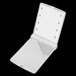  LED Pocket Handbag Compact makeup mirror foldable with lights cosmetic handheld - White