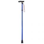  Fold Folding Walking Stick Adjustable Lightweight Aluminium Non Slip Cane Pole - blue