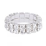 Elastic Silver Tone 2 Row Rhinestone Toe Ring Bridal Jewelry