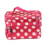  Unique Dots Pattern Double Layer Cosmetic Bag Rose Red (7.48 X 4.65 X 5.31)