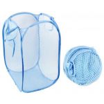  Laundry Folding Square Basket Pop Up Hamper Clothes Storage Bin white Mesh fabric