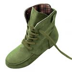  Autumn Boots Snow Boots for Women Martin Boots Suede Leather Boots size8 green