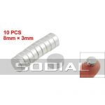  Silver Tone 8mm x 3mm Rare Earth Neodymium Strong Magnet 10 Pcs