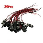  20 Pcs Black Faux Leather Housing T Type Wired 9V Battery Clip Connector