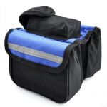  Bike Cycle Bicycle Double Pannier Mountain Frame Front Tube Saddle Bag Pouch - Blue