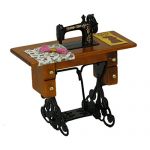  Vintage Miniature Sewing Machine With Cloth for 1/12 Scale Dollhouse Decoration