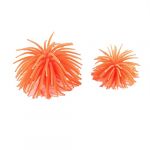  2 Pcs Orange White Dotted Silicone Aquarium Sea Anemone Corals Decor for Fish Tank