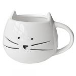 Coffee Cup Black Cat Animal Milk Cup Ceramic Lovers Mug Cute Birthday gift,Christmas Gift(White)