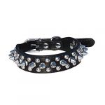  Leather Spiked Studded Dog Collar 1 Wide for Small/X-Small Breeds and Puppies (Black, S: For Neck 6-8)