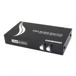  2 Press Button Dual 15Pin VGA Ports In Audio Splitter Switch Box Black