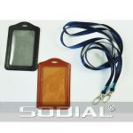  2 Pcs Faux Leather Business ID Badge Card Vertical Holders Black Brown