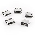  5 Pcs Micro USB Type B Female Socket 180 Degree 5-Pin SMD SMT Soldering Jack