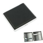  Black Press Button Faux Leather Metal Cigarette Case Holder