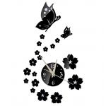  Crystal DIY 3D Home Modern Decoration Mirror Living Room Butterfly Wall Clock
