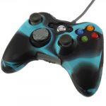  Anti-glare Silicone Skin Case Cover for Xbox 360 Controller(black+blue)
