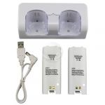  Premium LED Light Charging Station Plus 2 High Capacity Rechargable Replacement Battery Compatible with Nintendo Wii Remote Control Free With USB Cable