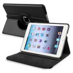  360-degree Swivel Leather Case Compatible with Apple iPad Mini, Black