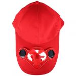  Summer Outdoor Solar Sun Power Hat Cap Cooling Cool Fan for Golf Baseball Sport - Red