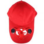  Summer Outdoor Solar Sun Power Hat Cap Cooling Cool Fan for Golf Baseball Sport - Red